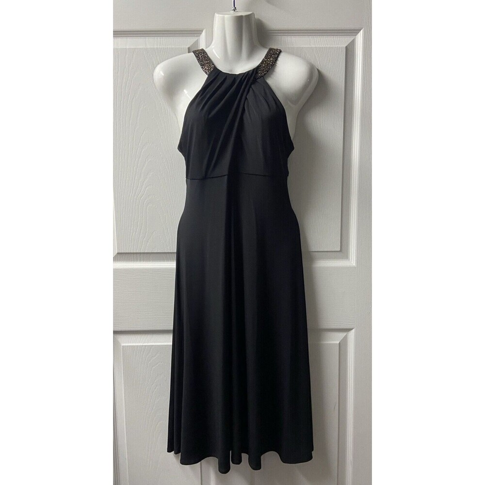 NWT Maggy London Party Dress Womens Size 8 Sleeveless Beaded Evening Black